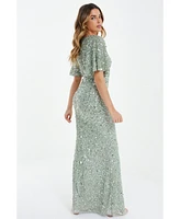 Quiz Women's Sequin Batwing Maxi Dress