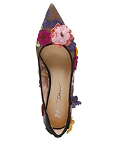 Betsey Johnson Aimey Floral Applique Mesh Kitten Heel Pumps