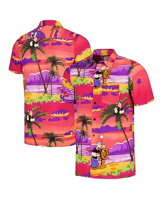 Reason Men's and Women's Pink Popeye Sunset Button-Up Shirt