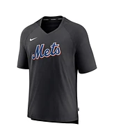 Nike Men's Black New York Mets Authentic Collection Pregame Raglan Performance V-Neck T-Shirt