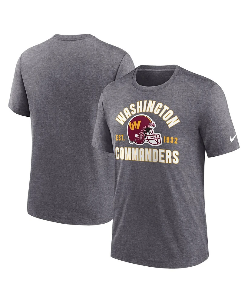 Nike Men's Heather Charcoal Washington Commanders Helmet Tri-Blend T-Shirt