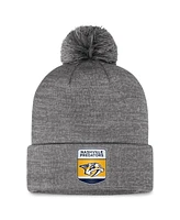 Fanatics Men's Gray Nashville Predators Authentic Pro Home Ice Cuffed Knit Hat with Pom