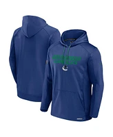 Fanatics Men's Blue Vancouver Canucks Authentic Pro Rink Fleece Pullover Hoodie