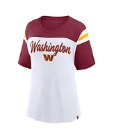 Fanatics Women's White/Burgundy Washington Commanders Cheer Chant Fashion Crop Top