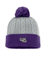 Top of the World Women's Gray/Purple Lsu Tigers Becca Cuffed Knit Hat with Pom