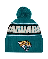 New Era Men's Teal Jacksonville Jaguars 2024 Sideline Cuffed Knit Hat with Pom