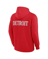 Fanatics Men's Red Detroit Wings Elements Blaze Tri-Blend Long Sleeve Hoodie T-Shirt