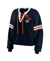 Wear by Erin Andrews Women's Navy Chicago Bears Lace-Up Sweater