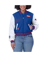 Wear by Erin Andrews Women's Royal/White Philadelphia 76ers Cropped Varsity Full-Zip Jacket