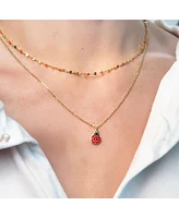 The Lovery Ladybug Enamel Necklace 14K Gold