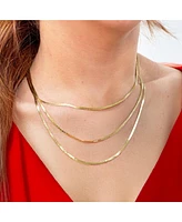 The Lovery Triple Strand Herringbone Necklace 14K Gold