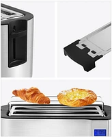 Elite Cuisine 4-Slice Digital, Stainless Steel Long-Slot Toaster