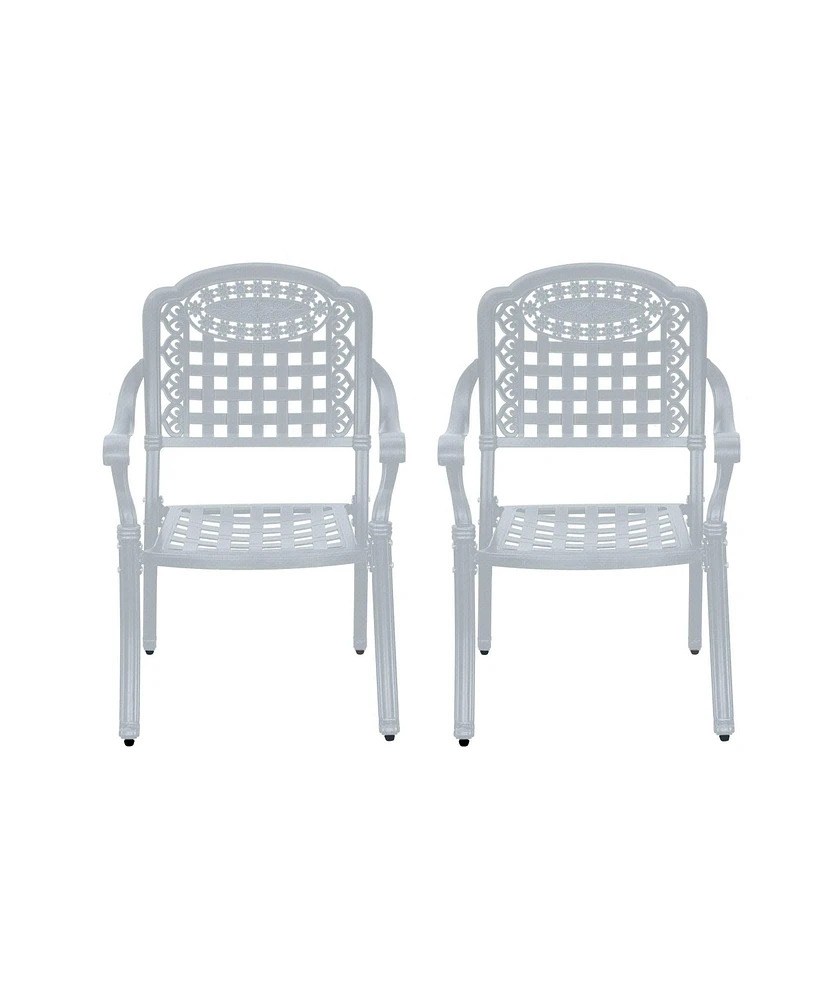 Patio Chairs set of 2 Cast Aluminum Furniture Outdoor Metal Garden Chair for Indoor Bistro Balcony