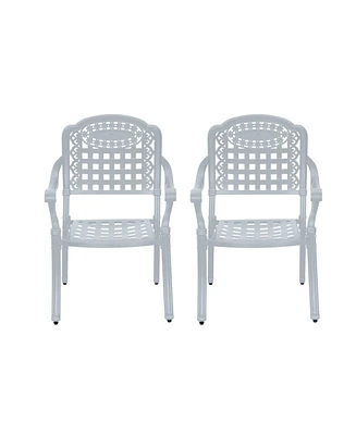 Patio Chairs set of 2 Cast Aluminum Furniture Outdoor Metal Garden Chair for Indoor Bistro Balcony