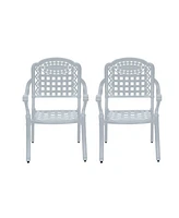 Patio Chairs set of 2 Cast Aluminum Furniture Outdoor Metal Garden Chair for Indoor Bistro Balcony