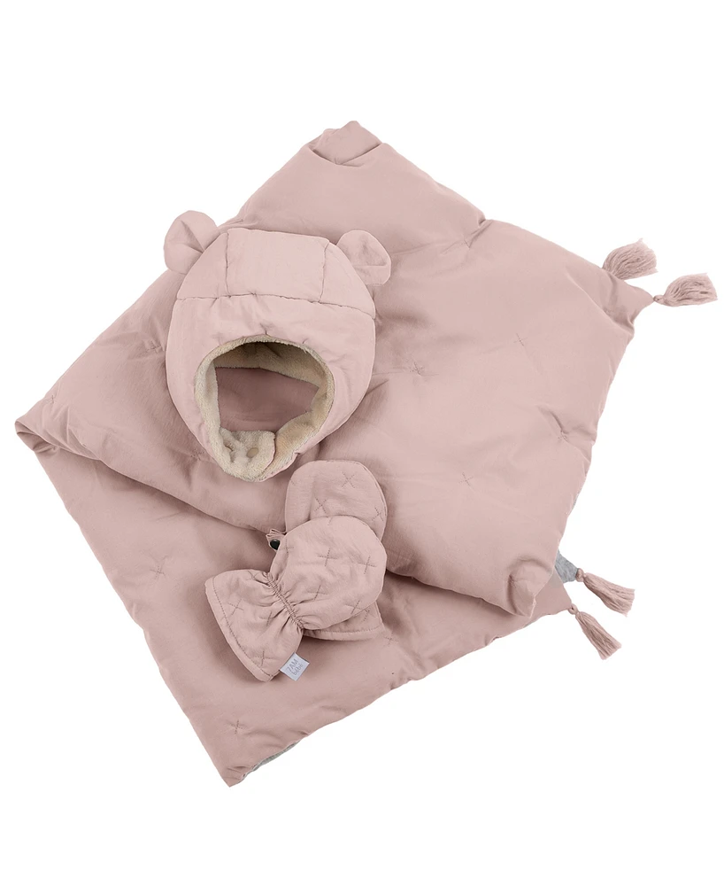 7AM Enfant Baby 2 Snap Mitten, Hat and Blanket Set