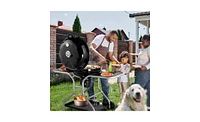 Charcoal Grill with 2 Side Tables – Outdoor Bbq Grill for Cooking and Food Prep