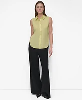 Dkny Women's Sleeveless Button-Front Collared Blouse