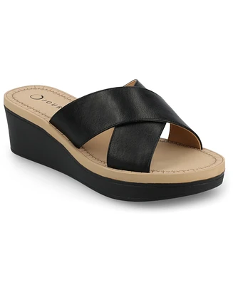 Journee Collection Women's Biara Crisscross Platform Wedge Sandals
