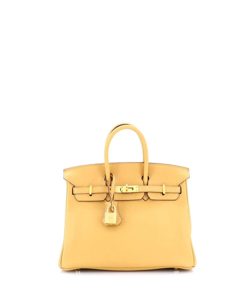 Pre-Owned HERMES Birkin 25 Handbag Yellow Swift with Gold Hardware