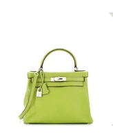 Pre-Owned HERMES Kelly 28 Handbag Green Swift with Palladium Hardware