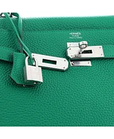 Pre-Owned HERMES Kelly 32 Handbag Green Togo with Palladium Hardware