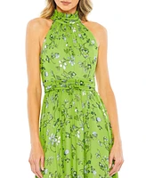 Women's Floral Print Halter Neck A Line Dress