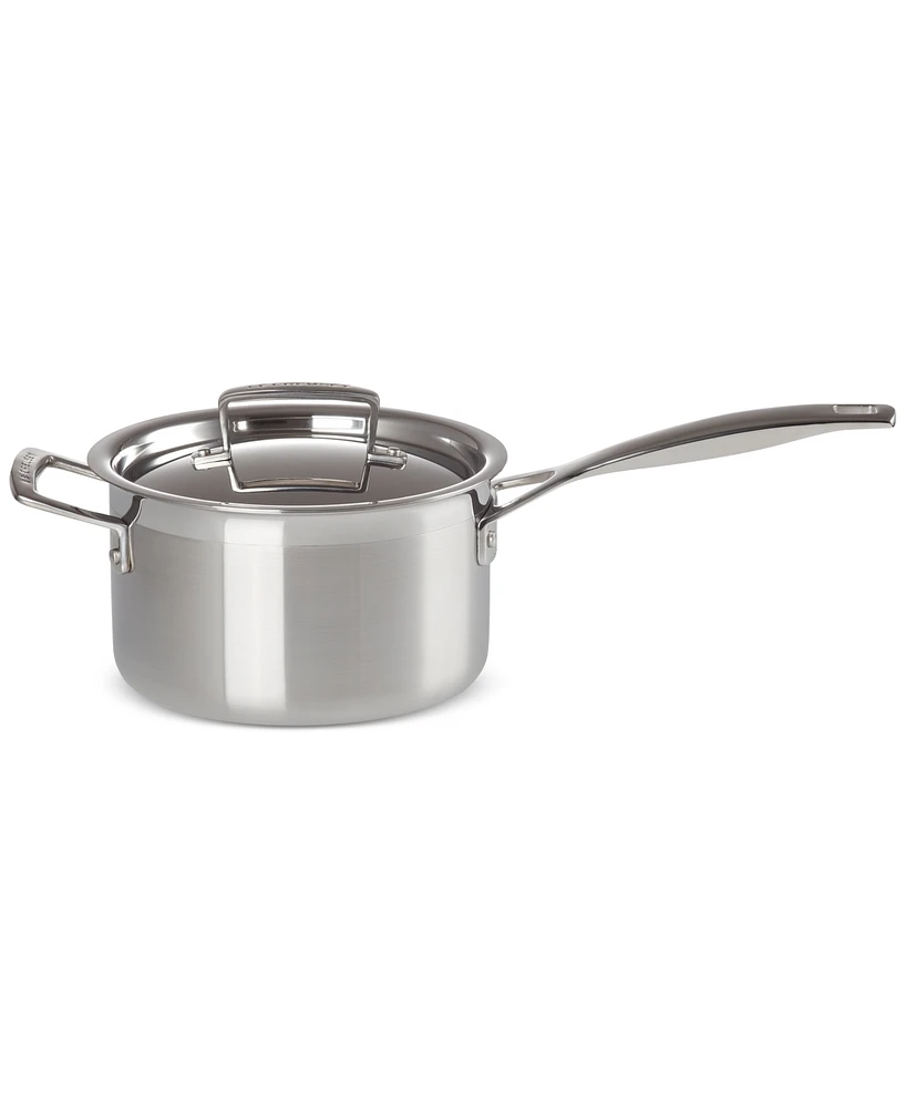 Le Creuset Classic Stainless Steel Round Saucepan with Lid, 3 Qt.