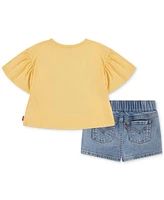 Levi's Baby Girls 2-Pc. Liv Flutter-Sleeve T-Shirt & Shorts Set