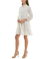 Taylor Women's Ladder-Trim Collared A-Line Dress