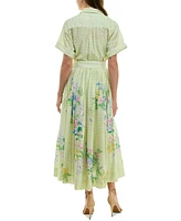 Taylor Women's Eyelet-Embroidered Belted Shirtdress