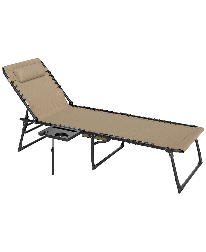 Outsunny Folding Chaise Lounge ning Chair w/ Adjustable Back,