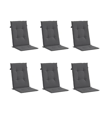 Garden Highback Chair Cushions 6 pcs Anthracite 47.2"x19.7"x1.2" Fabric