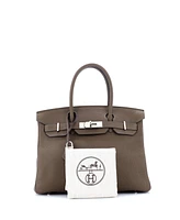 Pre-Owned HERMES Birkin 30 Handbag Verso Clemence with Palladium Hardware - Verso