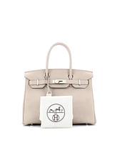 Pre-Owned HERMES Birkin 30 Handbag Grey Togo with Palladium Hardware