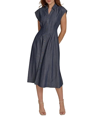 Tommy Hilfiger Women's Denim Midi Cap-Sleeve Shirtdress