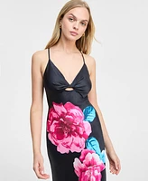 Juniors' Floral Print Sleeveless Column Gown, Created for Macy's