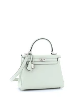 Pre-Owned HERMES Kelly 25 Handbag Grey Clemence with Palladium Hardware