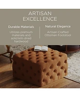 Maven Lane Henry Traditional Ottoman in Clay Fabric Upholstery