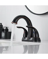 4 Inch 2-Handle Bathroom Sink Faucet Centerset Bathroom Faucet 2 Handle Sink Faucet with Pop up Drain Water Supply Hoses Brushed Nickel