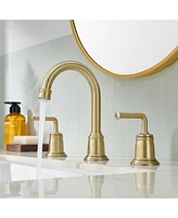2-Handle Bathroom Sink Faucet with Drain Assembly lavatory Pop Up and cUPC Supply Hoses, Brushed Gold