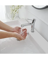 Single Handle Single Hole Modern Bathroom Faucet Bathroom Drip-Free Vanity Sink Faucet in Polished Chrome