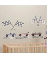 Lambs & Ivy Little Racer Car/Transportation Blue/Taupe Wall Decals/Stickers