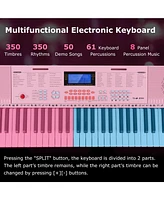 61-Key Electronic Keyboard Piano with 350 Rhythms Timbres 50 Demo Songs