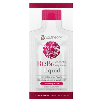 Youtheory B12 B6 Liquid On The Go Raspberry 12 Packets