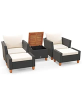 5 Pieces Patio Furniture Set with Loveseat and Armchairs for Porch