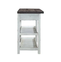 Farmhouse Server in Two Tone White w/ Wood Tone Top