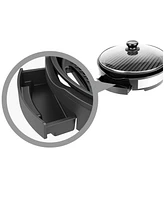 Elite Cuisine 12-Inch Stainless Steel Deluxe Indoor Grill with Tempered Glass Lid