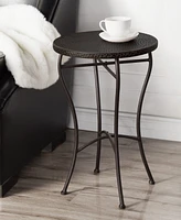 StyleCraft Home Collection 16.2" Iron Round Industrial Hammered Accent Table