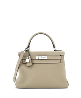 Pre-Owned HERMES Kelly Handbag Clemence with Palladium Hardware